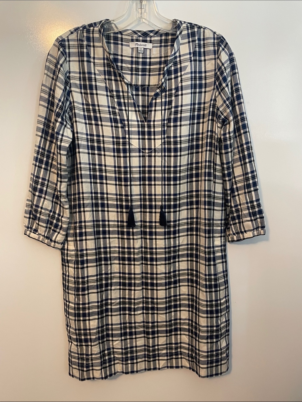 Madewell black and blue Shirt Dress With Pockets Size XXS